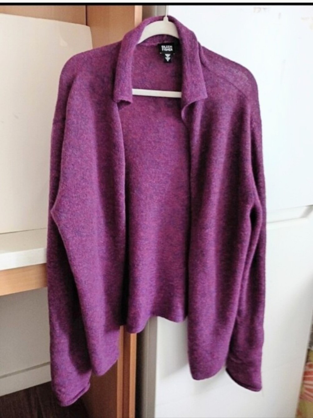 Eileen Fisher Wool/Mohair Blend Open Cardigan Sweater sz S